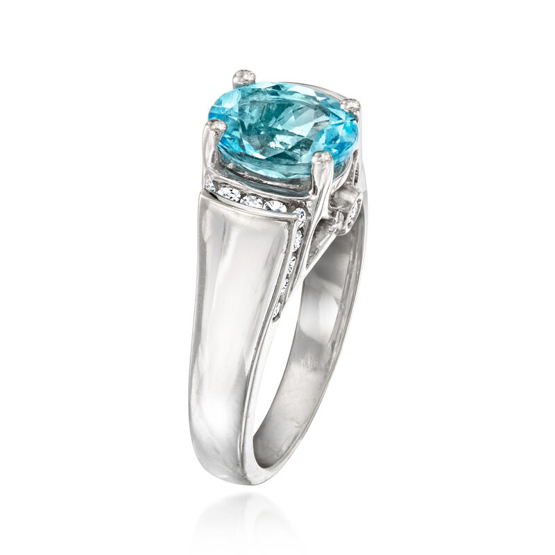 C. 2000 Vintage 1.79 Carat Aquamarine Ring with .45 ct. t.w. Diamonds in 14kt White Gold. Size 6 image number 2