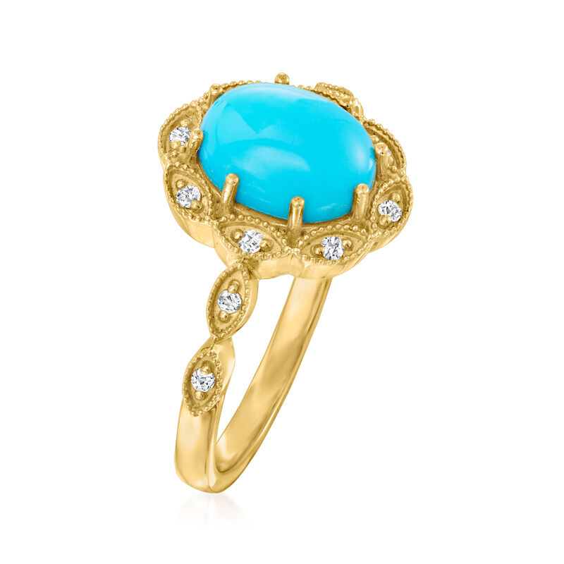 Turquoise and Diamond-Accented Ring in 14kt Yellow Gold image number 2