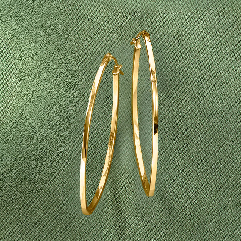 Italian 14kt Yellow Gold Marquise-Shaped Hoop Earrings. 1 3/4" image number 2
