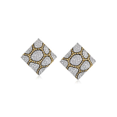 C. 2000 Vintage 3.50 ct. t.w. Diamond Giraffe-Print Earrings in 18kt Two-Tone Gold