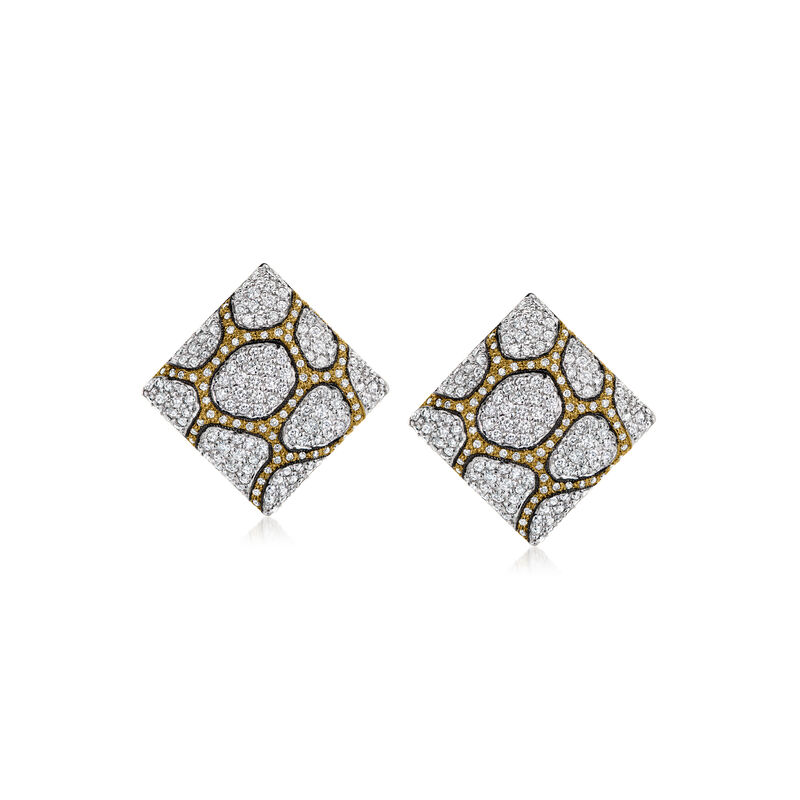 C. 2000 Vintage 3.50 ct. t.w. Diamond Giraffe-Print Earrings in 18kt Two-Tone Gold  image number 0