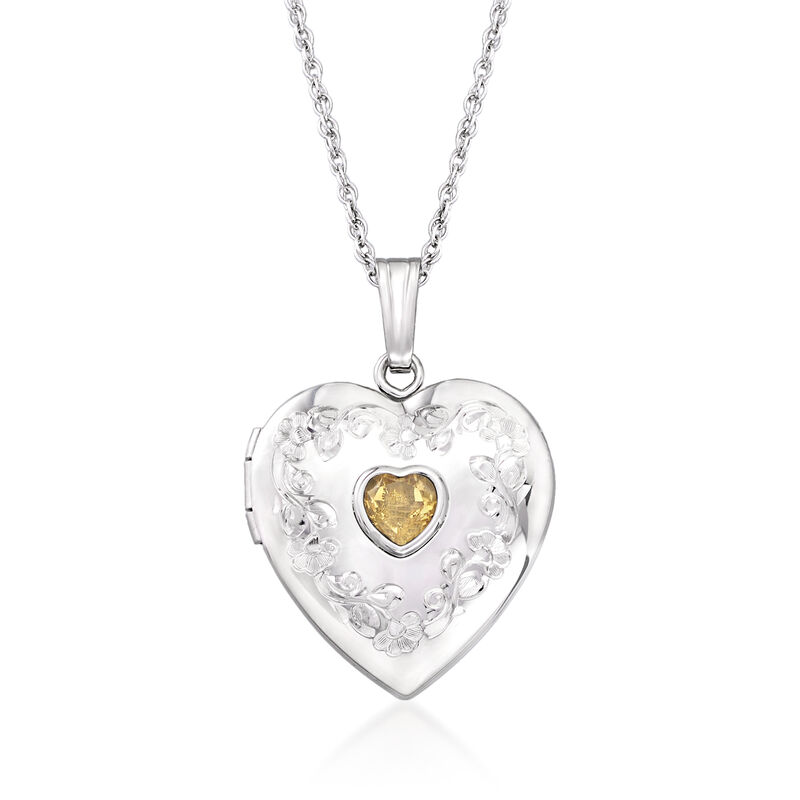 .50 Carat Birthstone Heart Locket Necklace in Sterling Silver image number 1