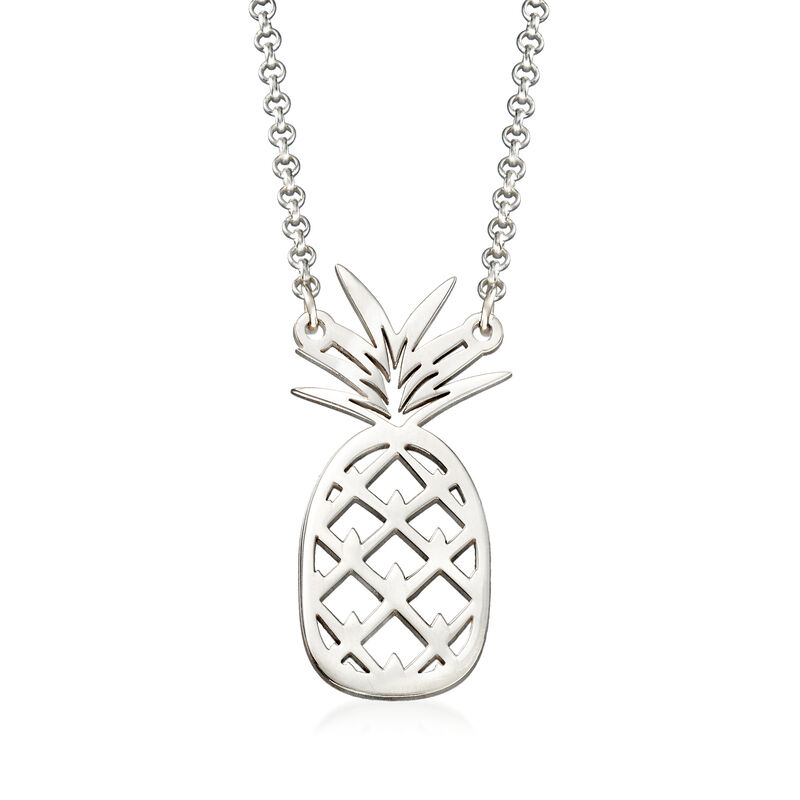 Sterling Silver Pineapple Necklace. 18&quot; image number 1