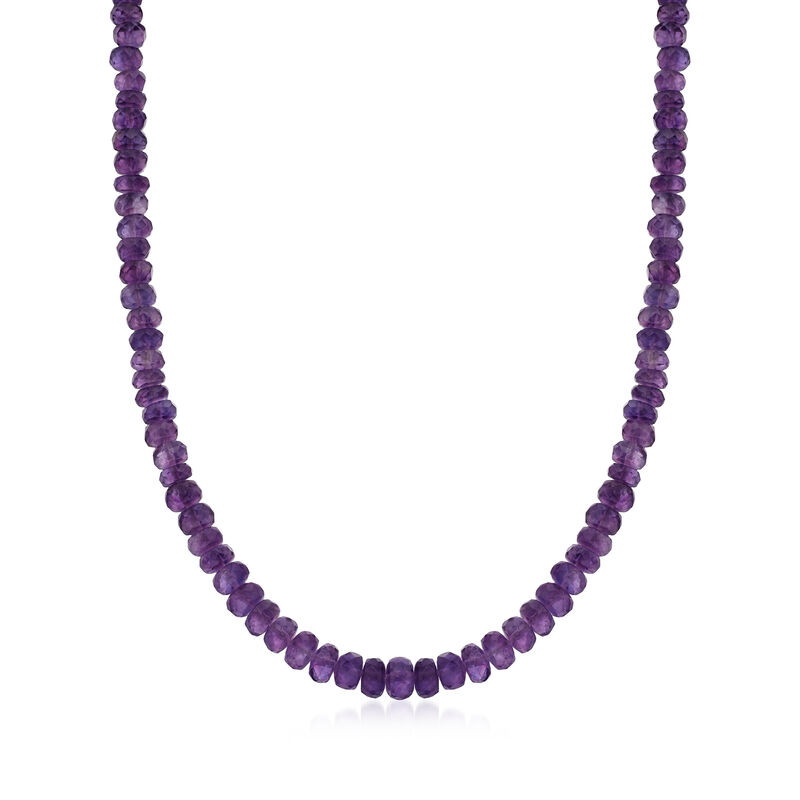 Amethyst Bead Necklace with Sterling Silver image number 0