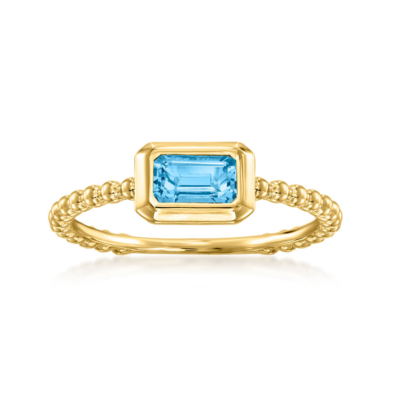 Gabriel Designs .60 Carat Swiss Blue Topaz Ring in 14kt Yellow Gold image number 0
