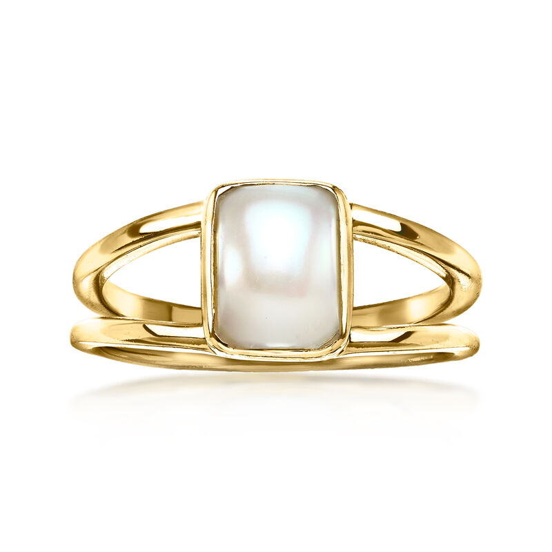6x8mm Cultured Baroque Pearl Open-Space Ring in 18kt Gold Over Sterling image number 0