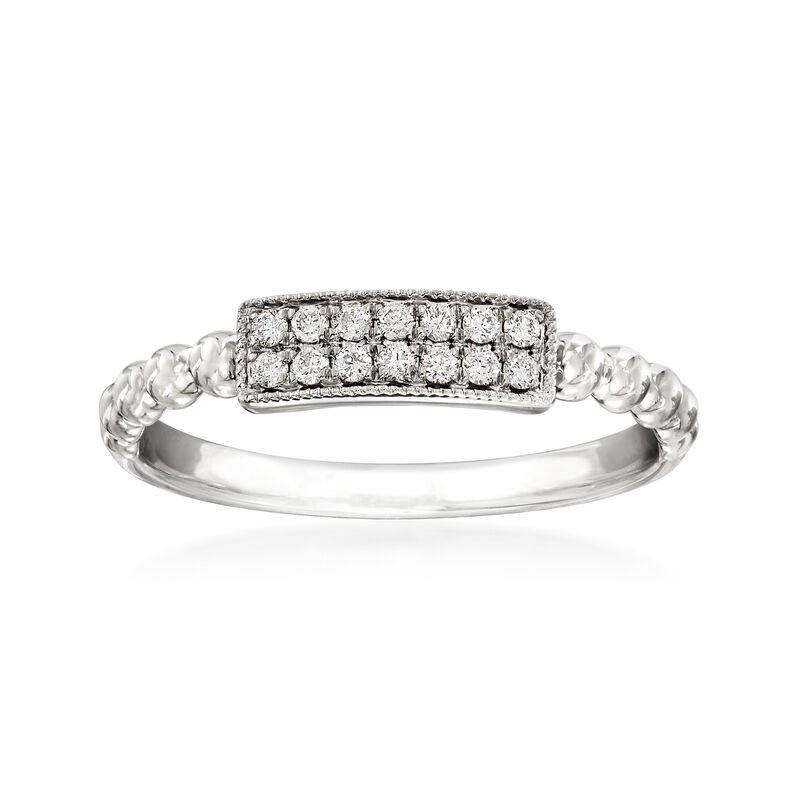 .12 ct. t.w. Diamond Two-Row Milgrain and Beaded Ring in 14kt White Gold image number 0
