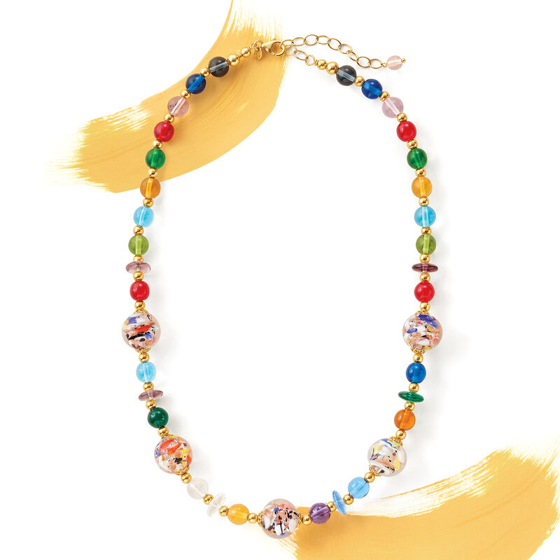 Italian Multicolored Murano Glass Bead Necklace with 18kt Gold Over Sterling Silver image number 3