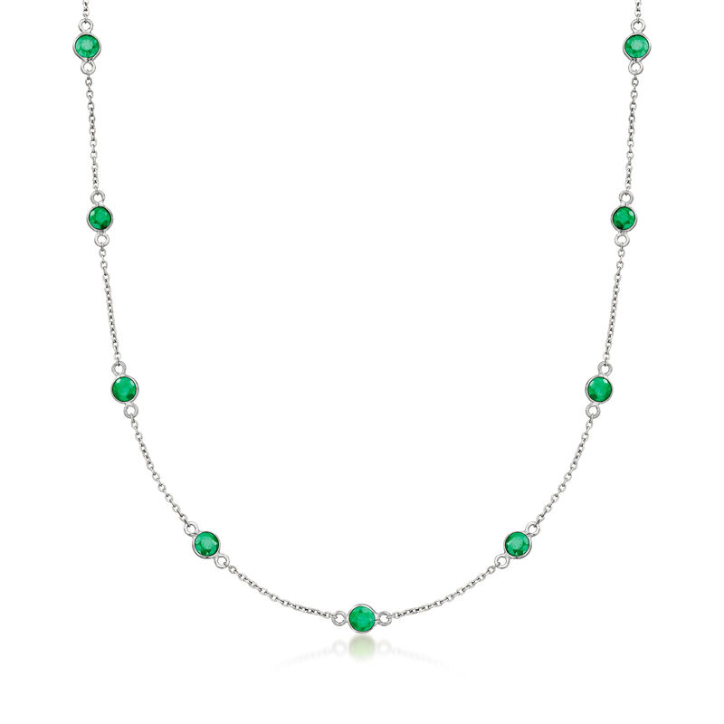 2.20 ct. t.w. Emerald Station Necklace in Sterling Silver image number 0