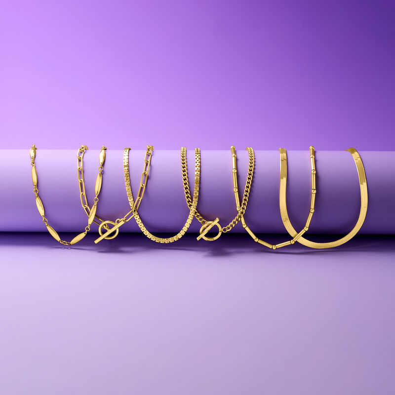 Italian 18kt Gold Vermeil Paper Clip Link Toggle Necklace image number 2
