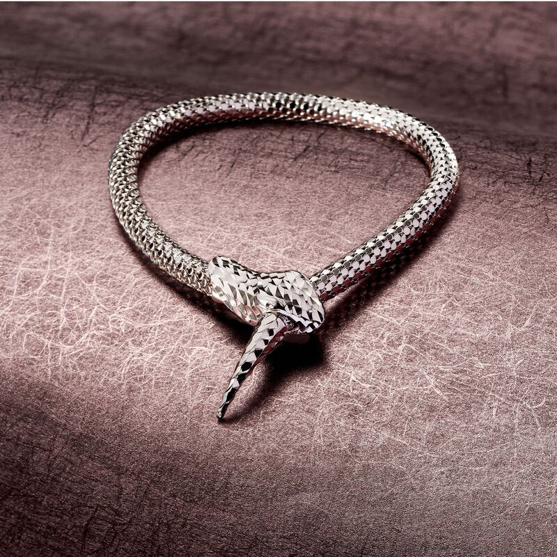 Italian Sterling Silver Diamond-Cut Snake Bracelet. 7&quot; image number 3