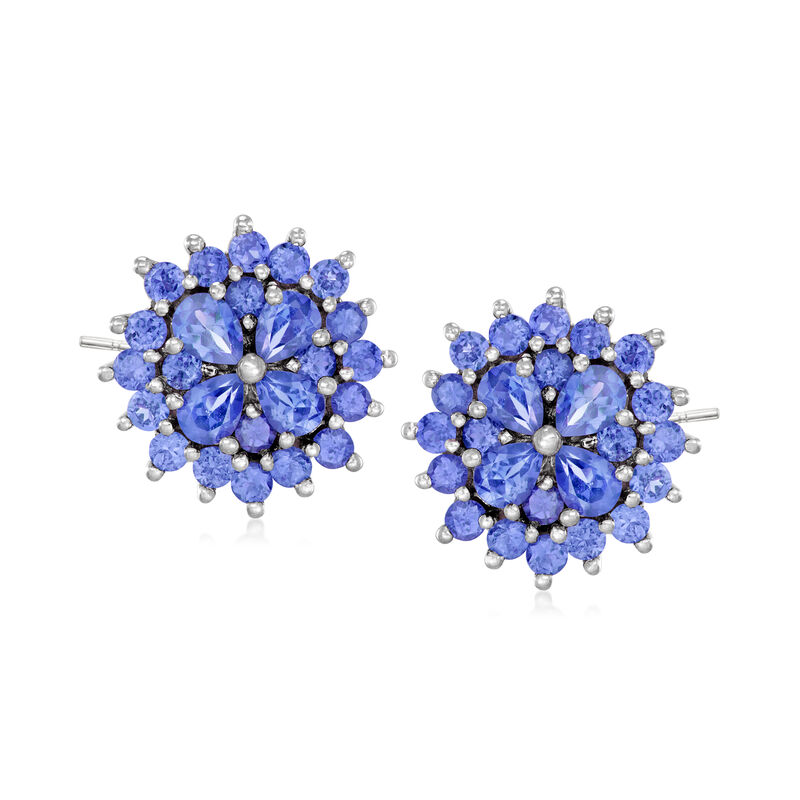 2.30 ct. t.w. Tanzanite Starburst Earrings in Sterling Silver image number 0