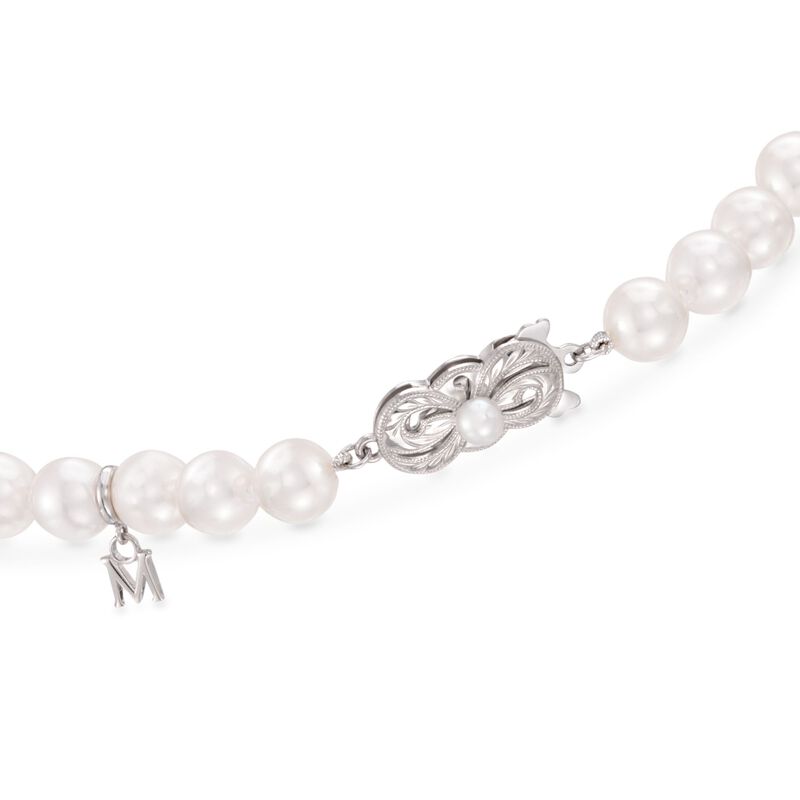 Mikimoto 7-7.5mm A1 Akoya Pearl and Sapphire Necklace with 18kt White Gold. 18&quot; image number 2