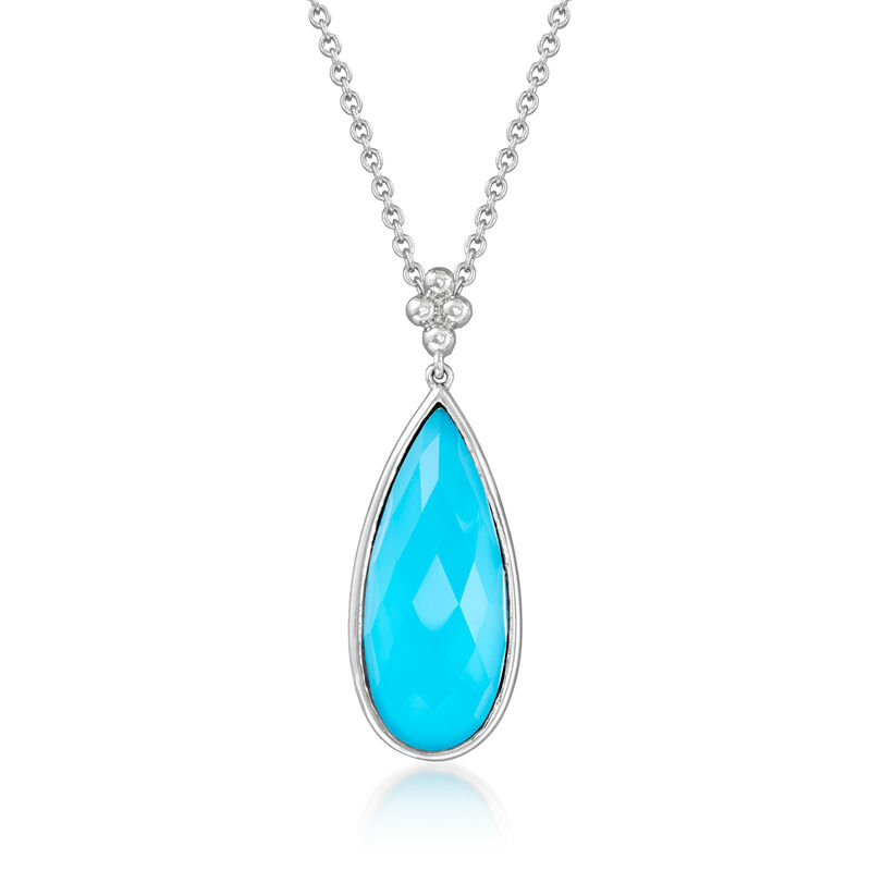 Gabriel Designs Turquoise Doublet Pendant Necklace in Sterling Silver. 20&quot; image number 1