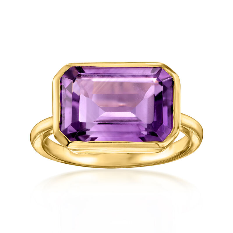 6.75 Carat Amethyst East-West Ring in 18kt Gold Over Sterling image number 0