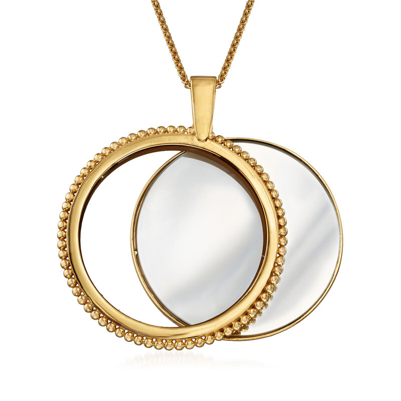 18kt Yellow Gold Over Sterling Silver Mirror and Magnifier Adjustable Necklace image number 4