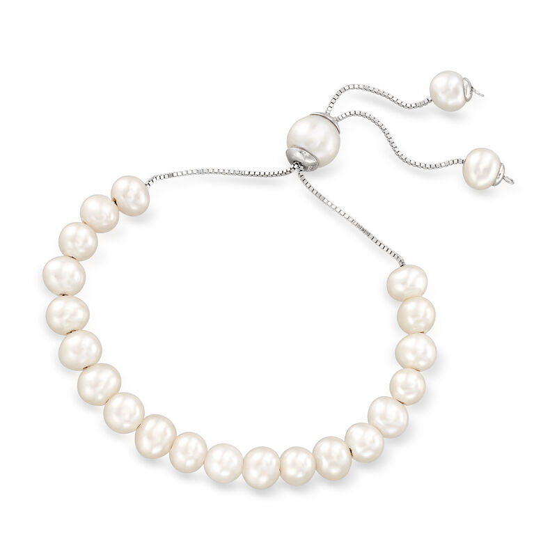6.5-9mm Cultured Pearl Bolo Bracelet in Sterling Silver  image number 2