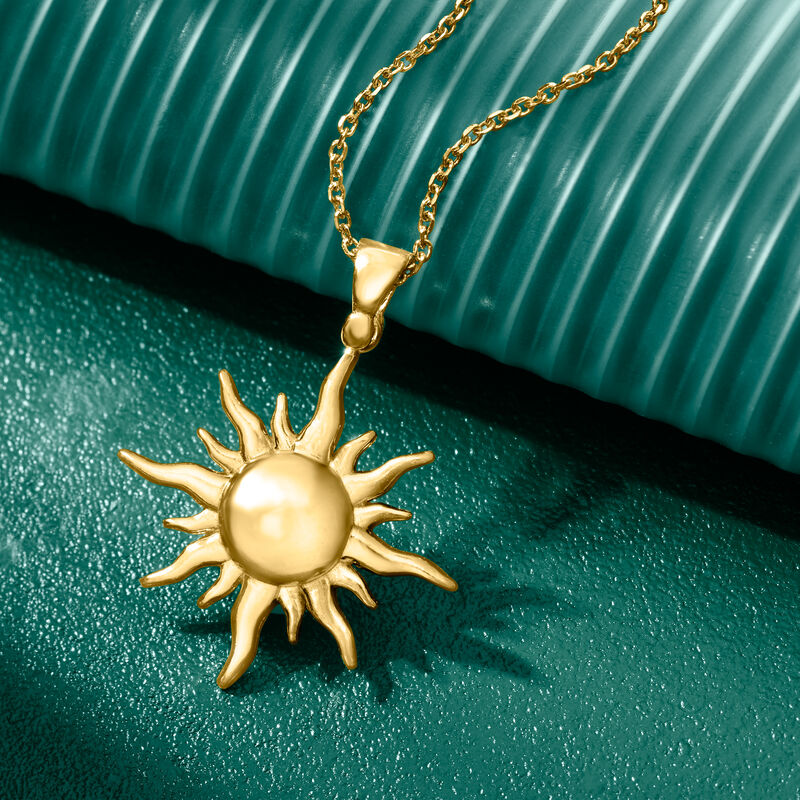 Italian 18kt Gold Over Sterling Sun Pendant Necklace. 18&quot; image number 2