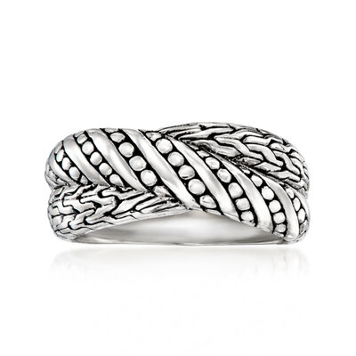 Sterling Silver Bali-Style Crisscross Ring