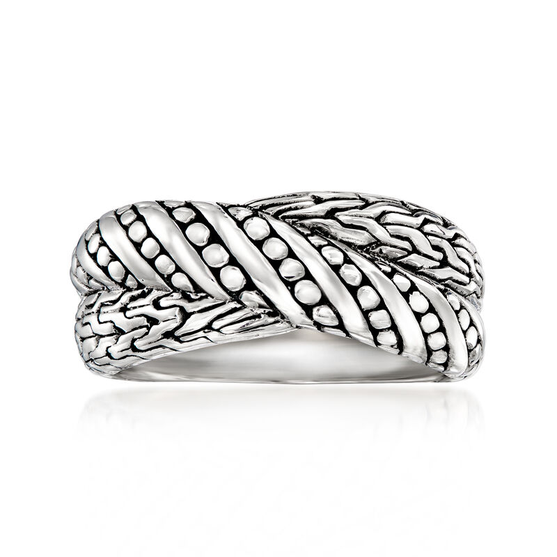 Sterling Silver Bali-Style Crisscross Ring image number 0
