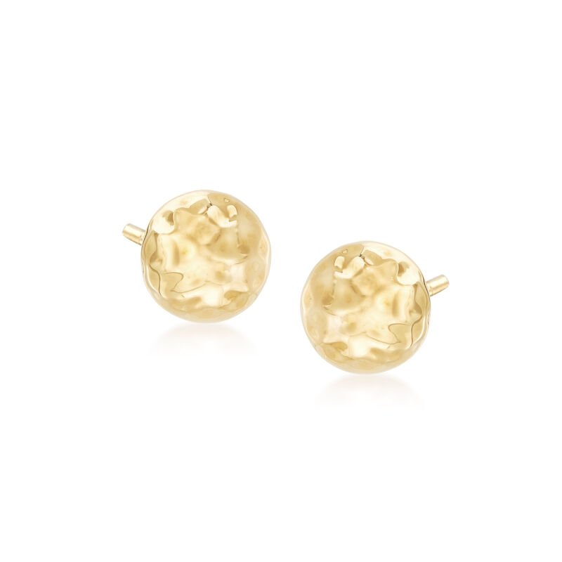 8mm Hammered Stud Earrings in 14kt Yellow Gold image number 0