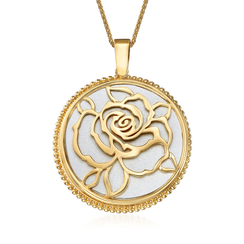 18kt Yellow Gold Over Sterling Silver Mirror and Magnifier Adjustable Necklace image number 0