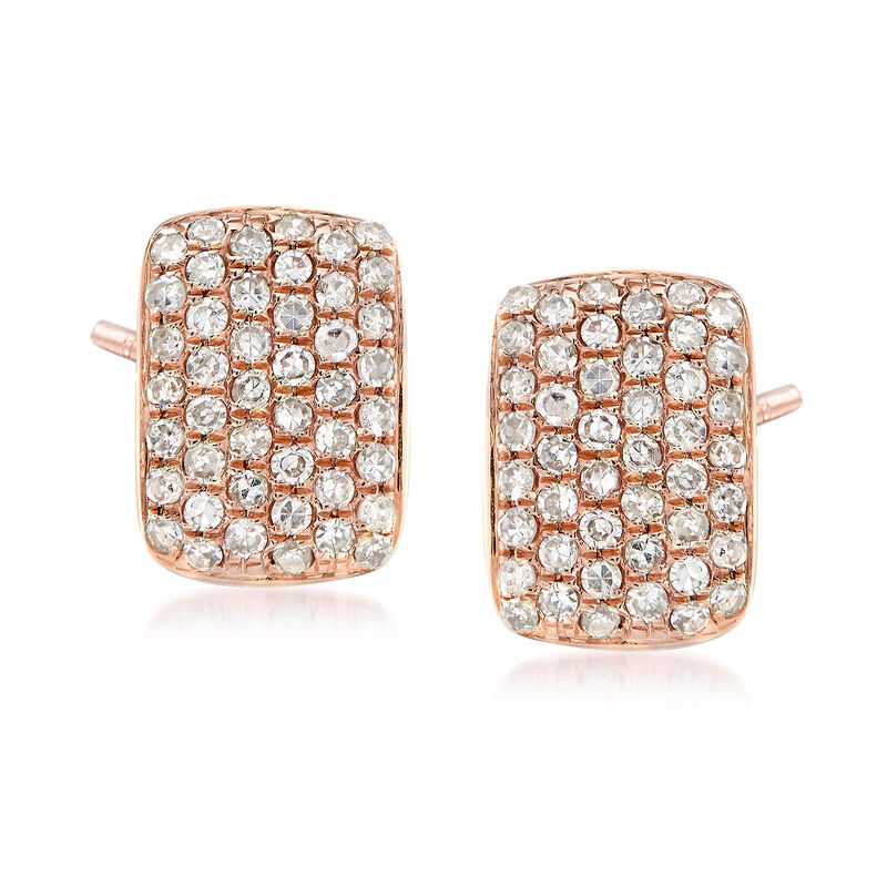 .23 ct. t.w. Pave Diamond Square Earrings in 14kt Rose Gold. image number 0