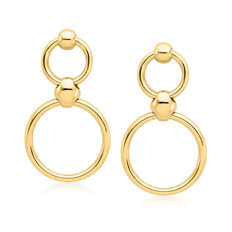 18kt Gold Over Sterling Double Open-Circle Drop Earrings image number 0