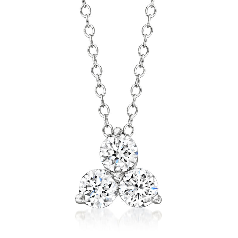1.00 ct. t.w. Lab-Grown Diamond Trio Pendant Necklace in 14kt White Gold image number 0