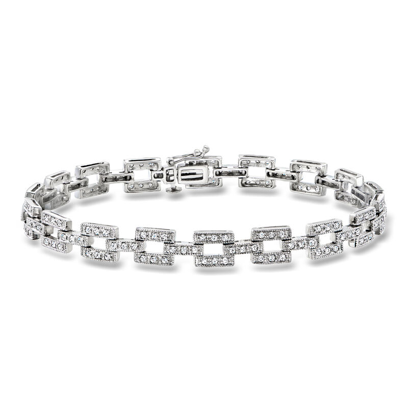 C. 1980 Vintage 1.62 ct. t.w. Diamond Link Bracelet in 14kt White Gold. 7" image number 0