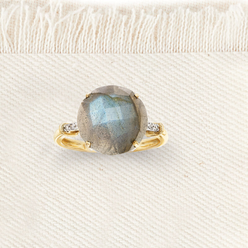 Labradorite Ring with Diamond Accents in 14kt Yellow Gold image number 3