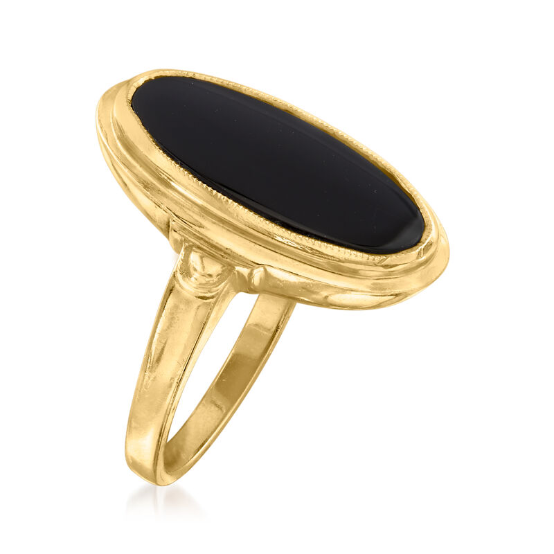 C. 1960 Vintage Black Onyx Ring in 10kt Yellow Gold image number 2
