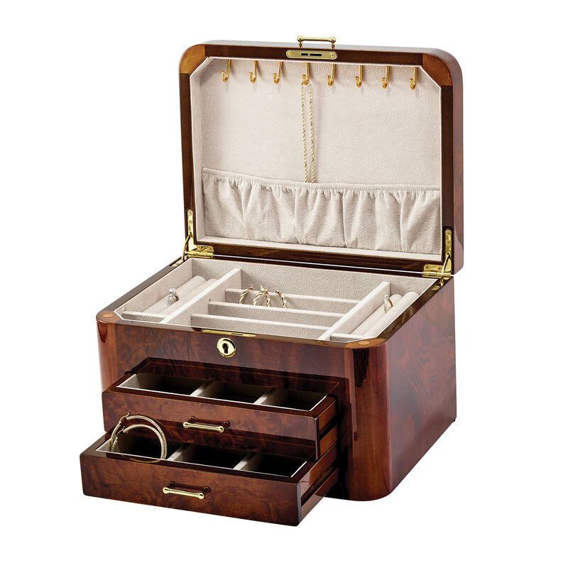 Elm Burlwood Locking Jewelry Box image number 1
