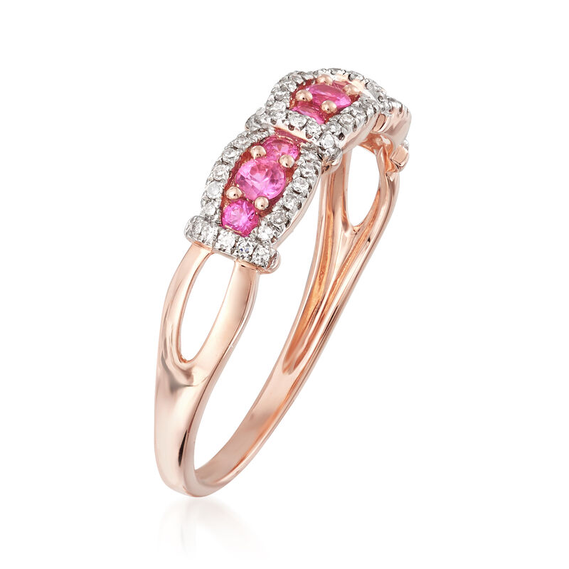 .20 ct. t.w. Pink Sapphire and .15 ct. t.w. Diamond Ring in 14kt Rose Gold image number 2