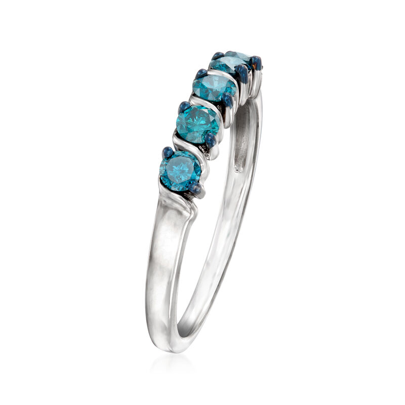 .50 ct. t.w. Blue Diamond Five-Stone Ring in Sterling Silver image number 2