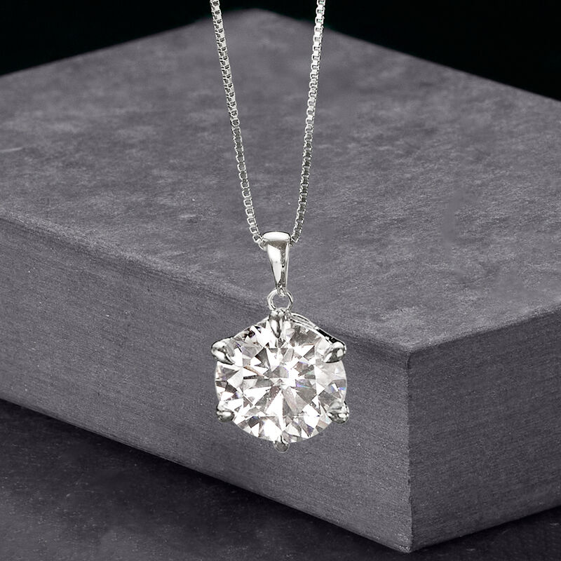 4.00 Carat Moissanite Solitaire Pendant Necklace in Sterling Silver image number 2