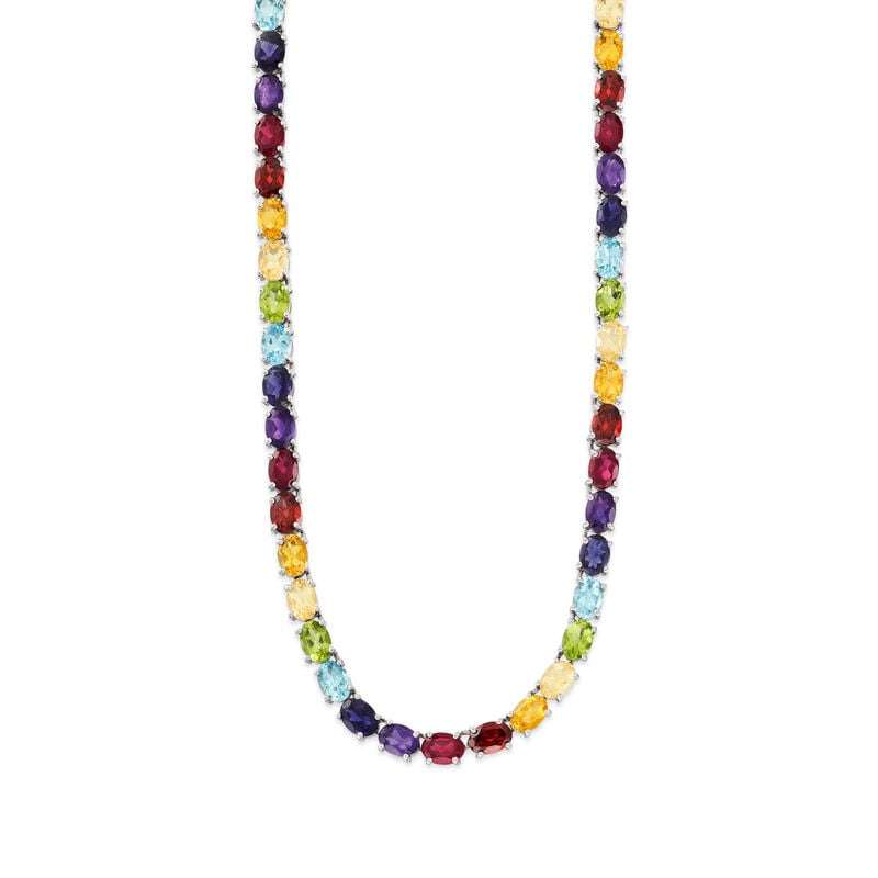 42.60 ct. t.w. Multi-Gemstone Tennis Necklace in Sterling Silver image number 2
