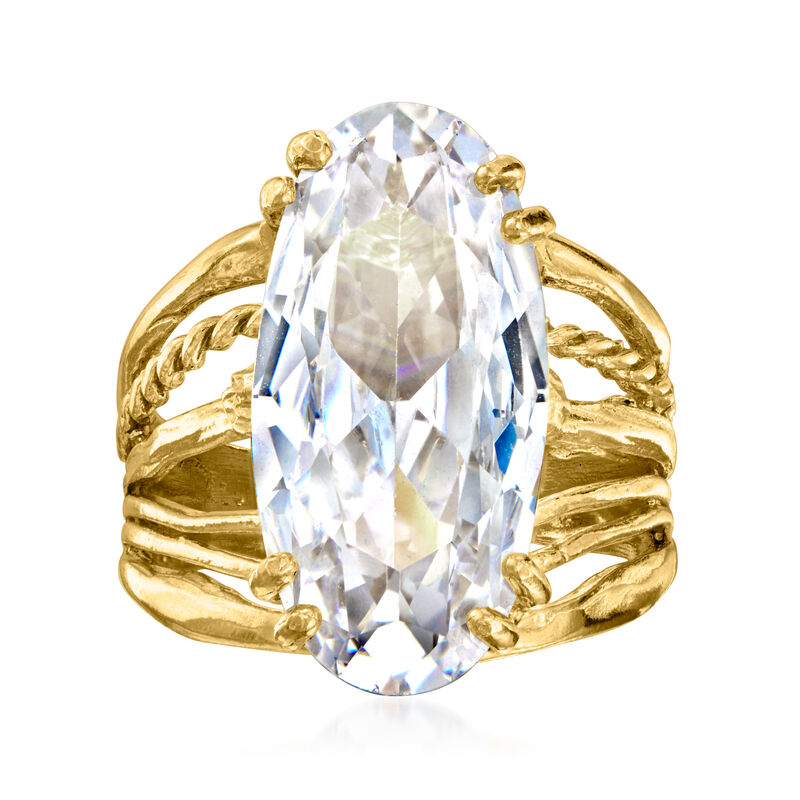 8.00 Carat CZ Crisscross Ring in 18kt Gold Over Sterling image number 0