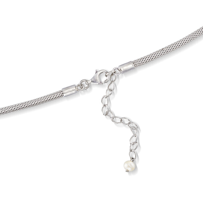 12x14mm Cultured Baroque Pearl Mesh Necklace in Sterling Silver image number 2