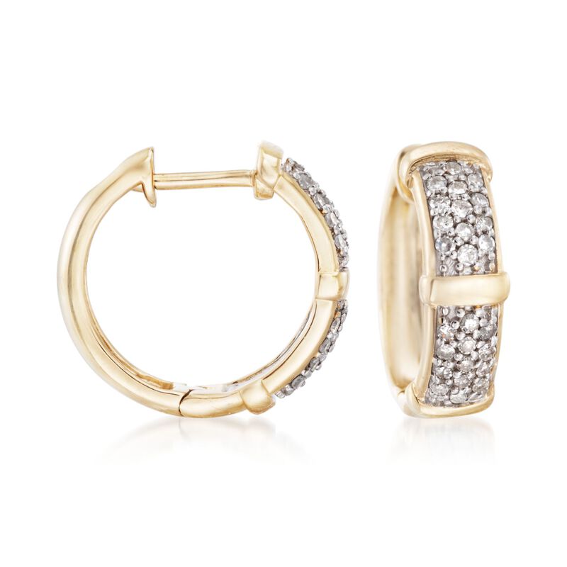 .33 ct. t.w. Pave Diamond Huggie Hoop Earrings in 14kt Yellow Gold. 1/2&quot; image number 0