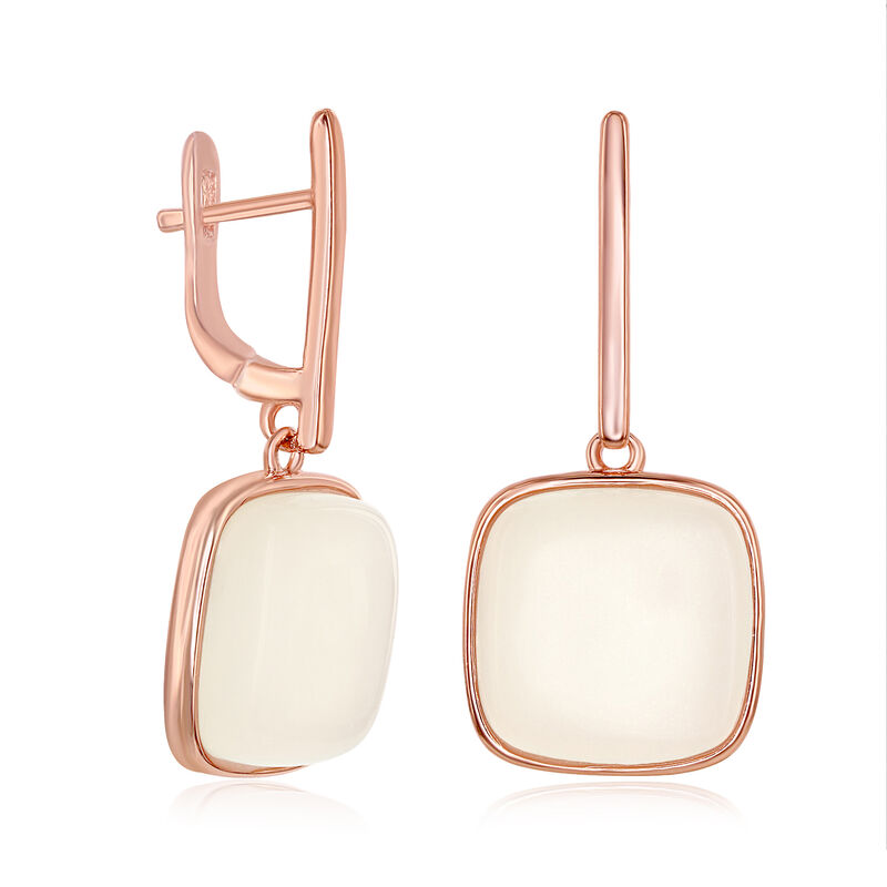 Cabochon Moonstone Drop Earrings in 18kt Rose Gold Over Sterling image number 2