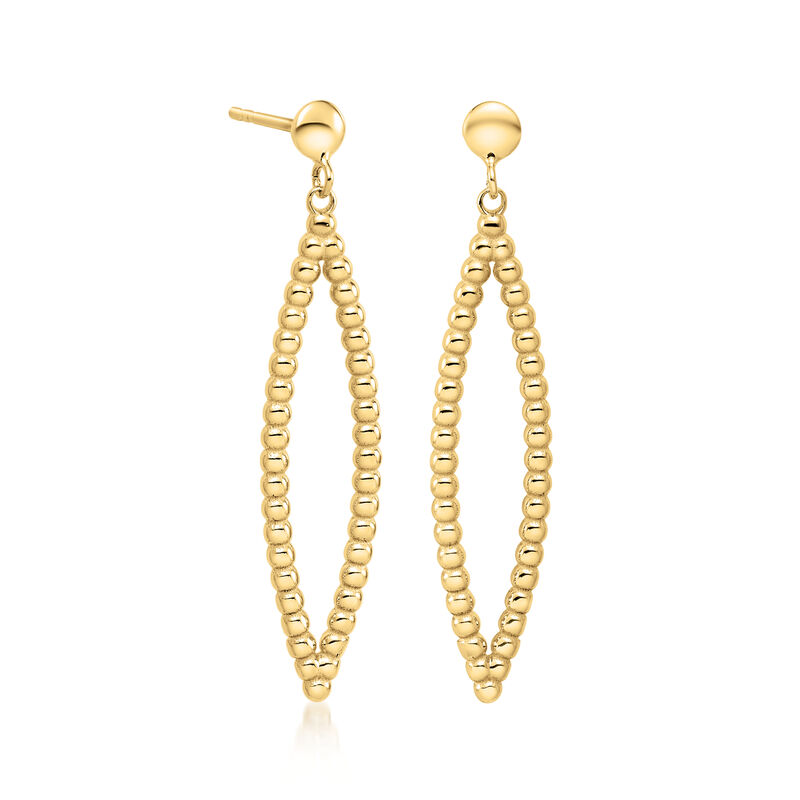Italian 14kt Yellow Gold Beaded Marquise-Shaped Drop Earrings  image number 1