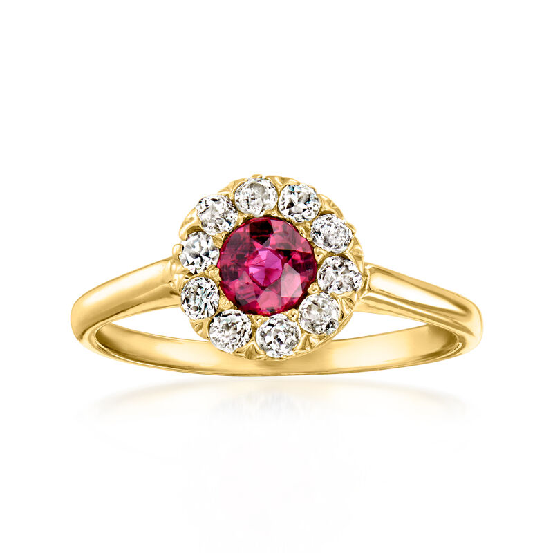 C. 1950 Vintage .35 Carat Ruby Ring with .33 ct. t.w. Diamonds in 14kt Yellow Gold. Size 7 image number 0