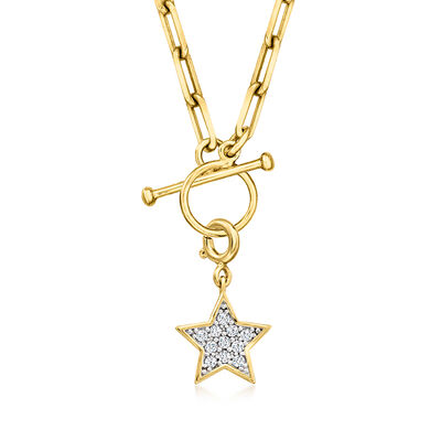 .20 ct. t.w. Diamond Star Charm in 18kt Gold Over Sterling