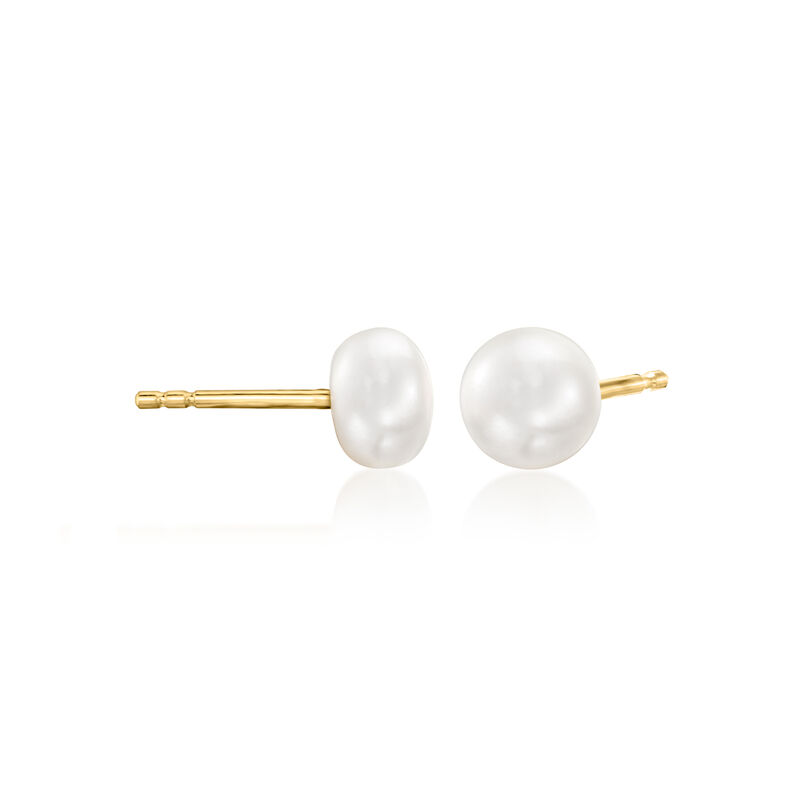 6-6.5mm Cultured Pearl and .60 ct. t.w. CZ Jewelry Set: Three Pairs of Earrings in 18kt Gold Over Sterling  image number 2