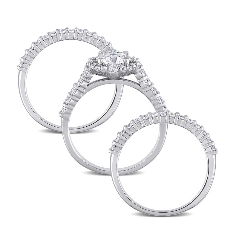 1.99 ct. t.w. Moissanite Bridal Set: Engagement and Wedding Rings in Sterling Silver. Size 8 image number 2