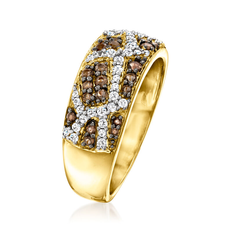 .30 ct. t.w. Smoky Quartz and .20 ct. t.w. White Topaz Giraffe-Print Ring in 18kt Gold Over Sterling image number 2