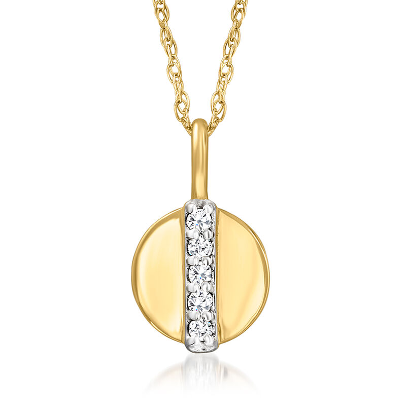 Charles Garnier "Luxe" Diamond-Accented Circle Pendant Necklace in 14kt Yellow Gold. 18" image number 1