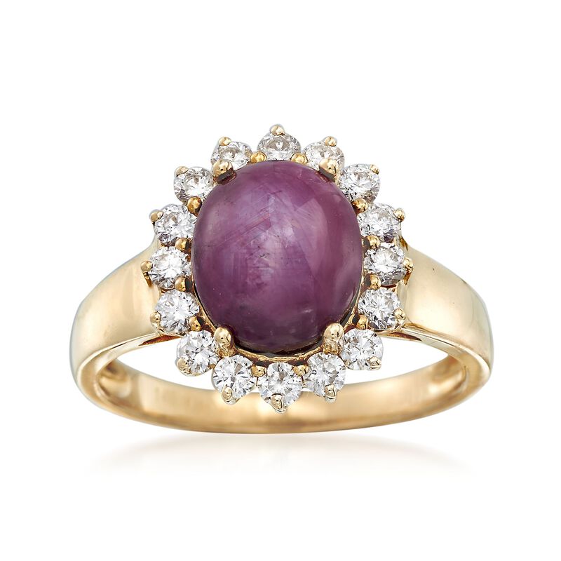 5.00 Carat Ruby and .56 ct. t.w. Diamond Ring in 14kt Yellow Gold image number 0