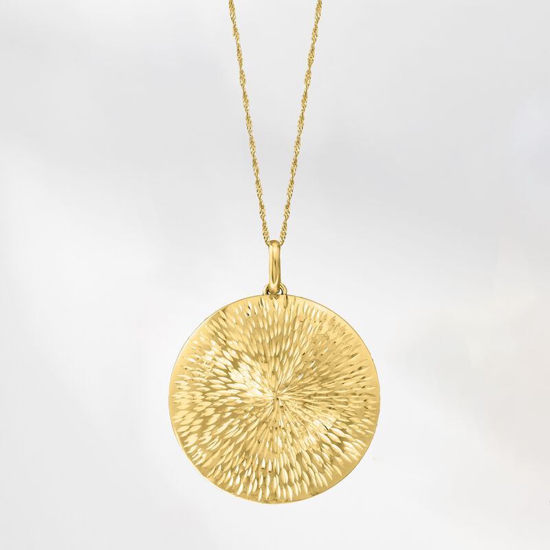 Italian 14kt Yellow Gold Sunburst Medallion Pendant image number 2